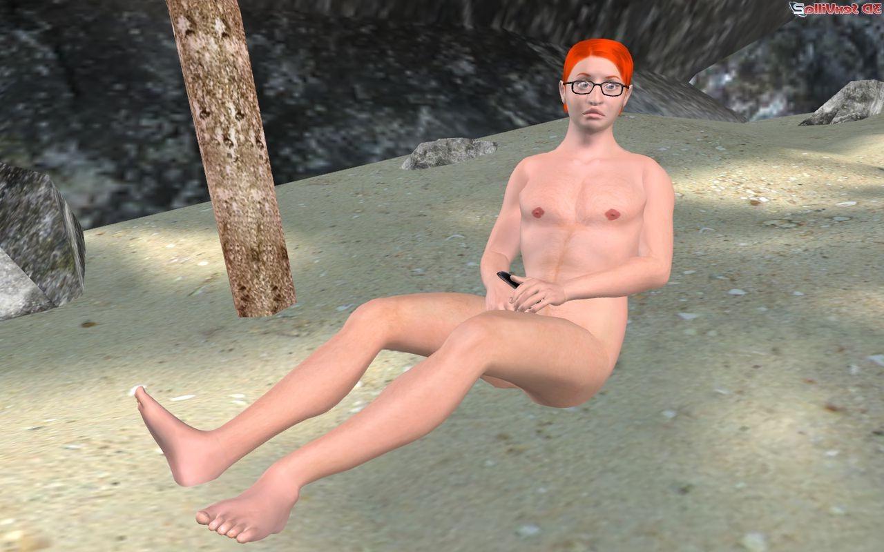 16P 3d babes at the nude beach making a nerd crazy