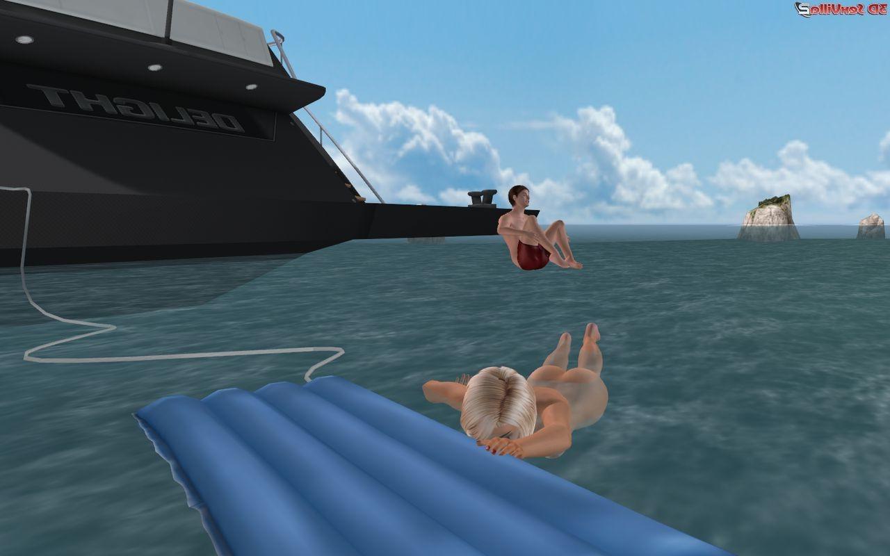 16P Animated babe gets a cunnilingus in the ocean