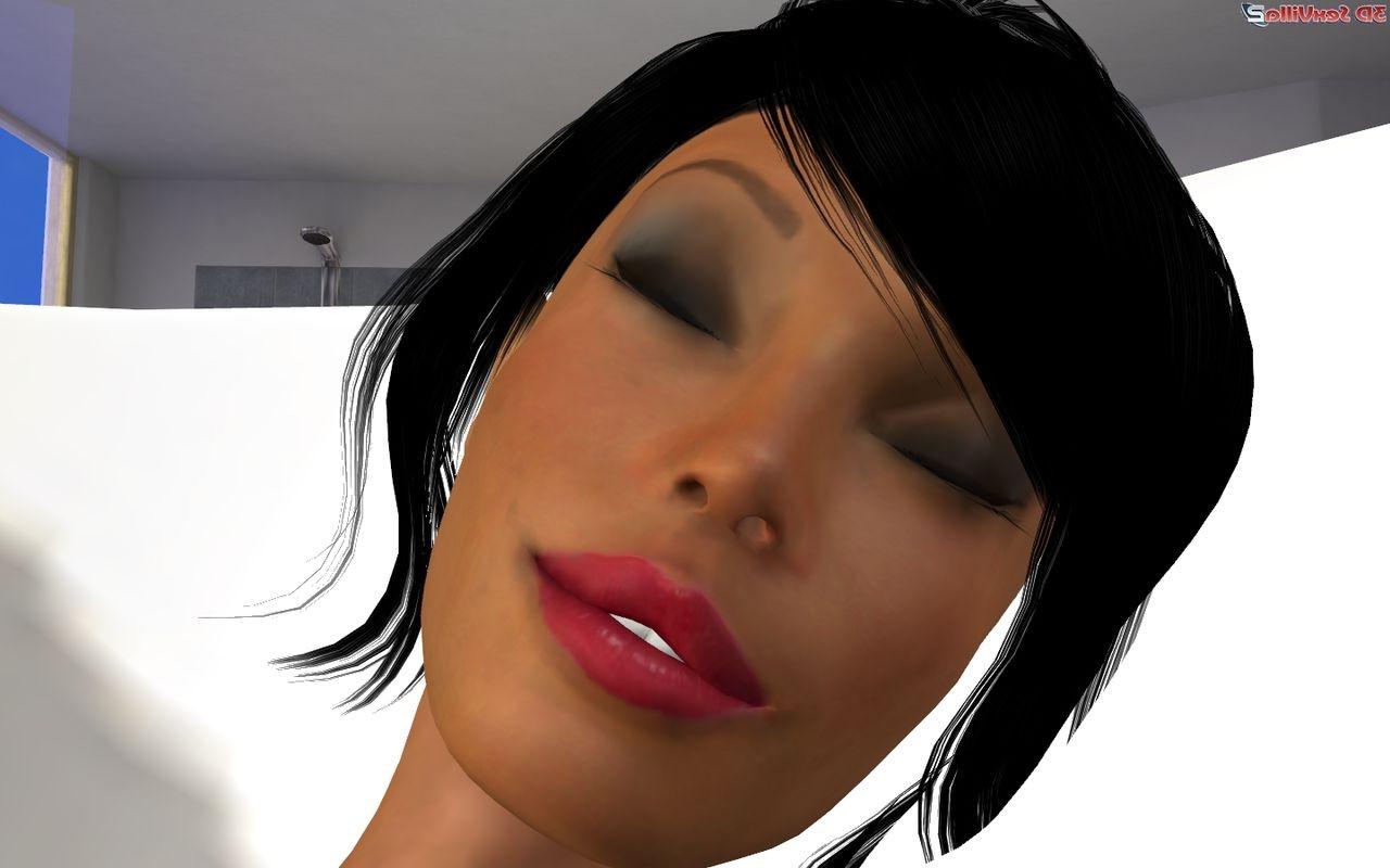 16P Animated babe takes a bath and sucks a phat cock