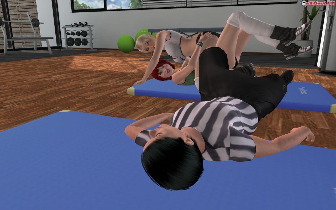 16P 3d animated babes fighting hard with their referee