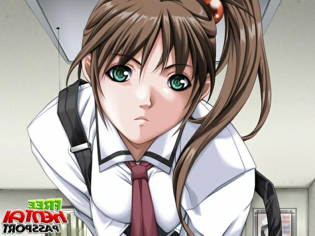 15P Green eyed hentai schoolgirl showing her assets in the classroome
