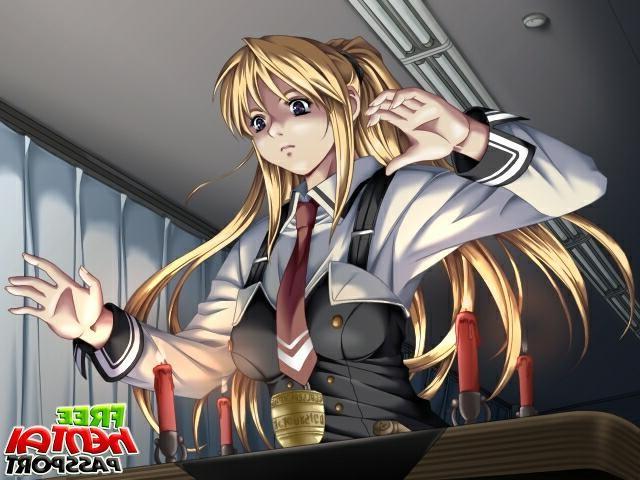 15P Green eyed hentai schoolgirl showing her assets in the classroome
