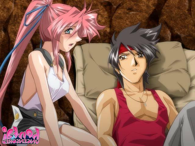 15P Redheaded hentai sweetie kissing her sexy boyfriend with lust