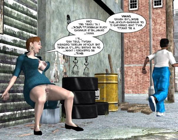 8P Unzufriedene reife Hausfrau, 3D-Porno-Comics, öffentliches Interracial