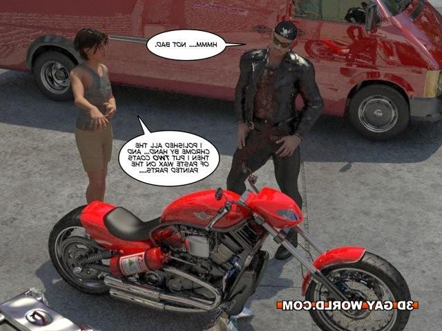 16P Muscle biker lesson 3D gay comic hentai anime bdsm fetish toons