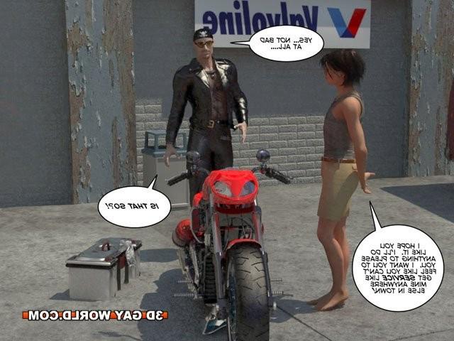 16P Muscle biker lesson 3D gay comic hentai anime bdsm fetish toons
