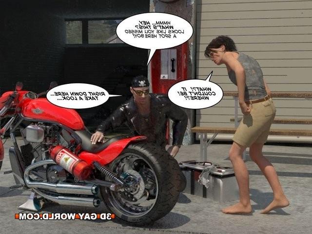 16P Muscle biker lesson 3D gay comic hentai anime bdsm fetish toons