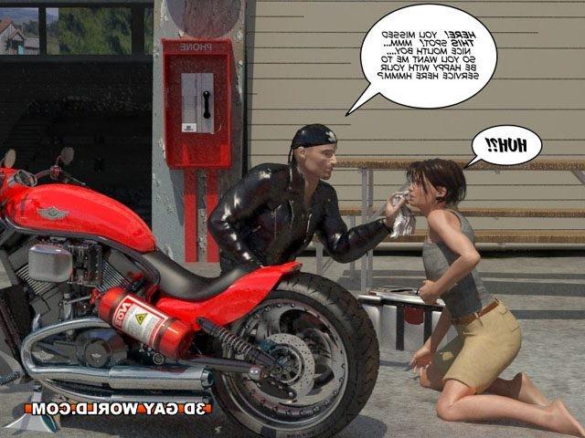16P Muscle biker lesson 3D gay comic hentai anime bdsm fetish toons