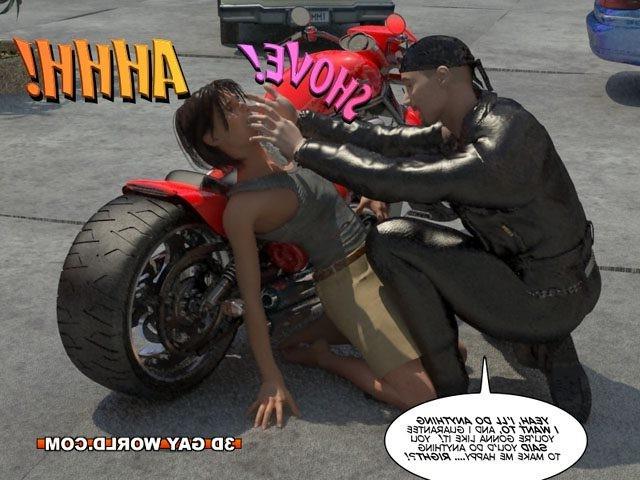 16P Muscle biker lesson 3D gay comic hentai anime bdsm fetish toons