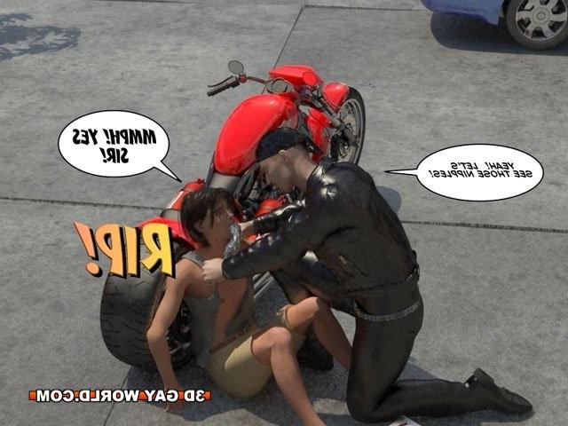 16P Muscle biker lesson 3D gay comic hentai anime bdsm fetish toons