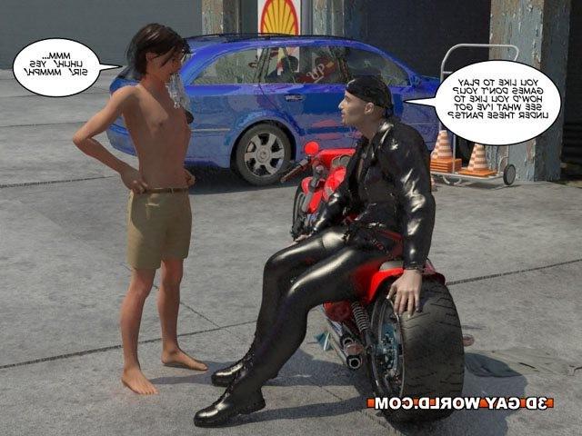 16P Muscle biker lesson 3D gay comic hentai anime bdsm fetish toons