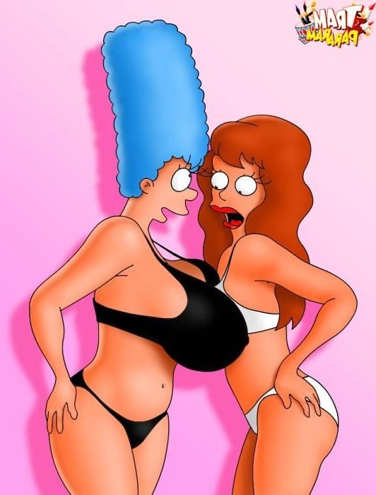 9P Marge Simpson toying herself. Sex with busty Simpsons hoes
