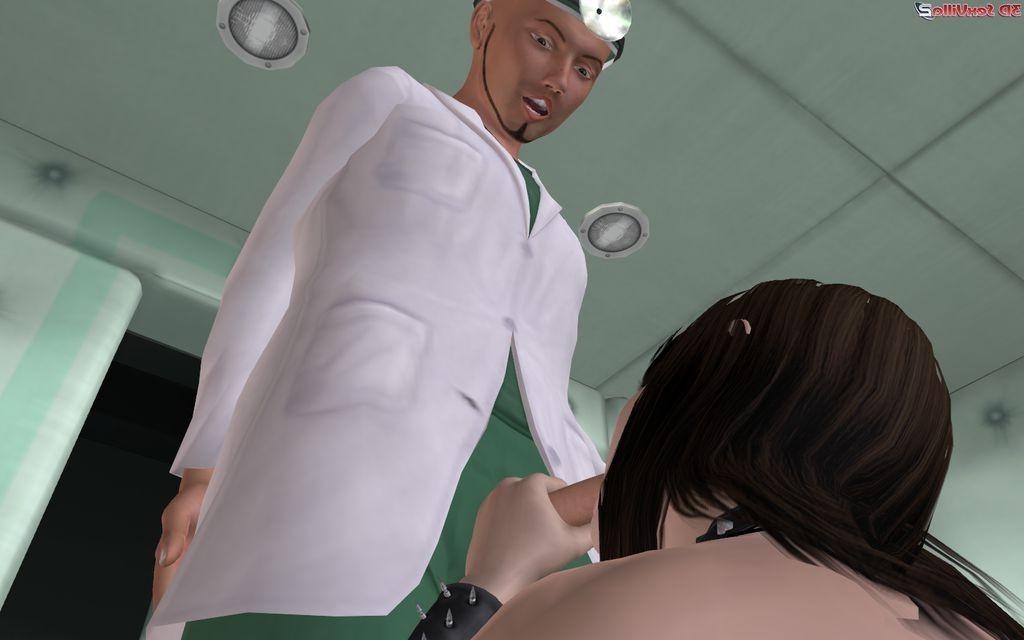 16P 3d animated mental patient sucking the doctor