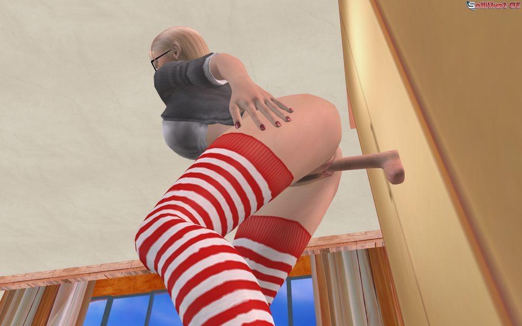 16P Animated babe has some alone time with her dildo