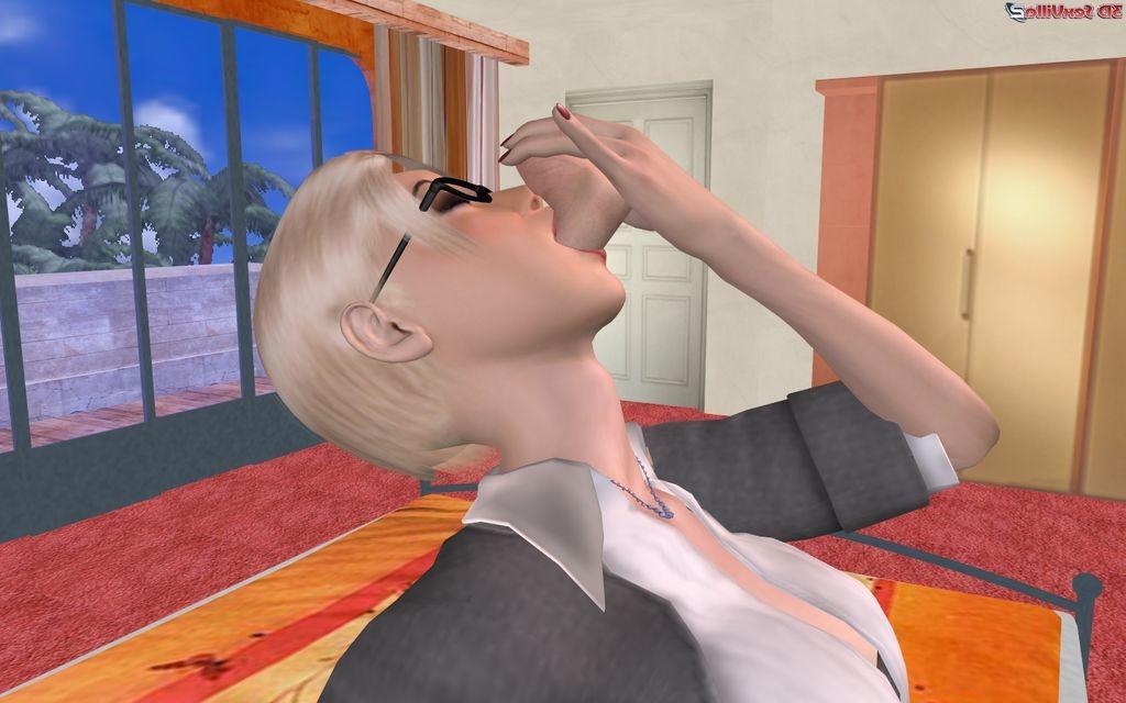 16P Animated babe has some alone time with her dildo