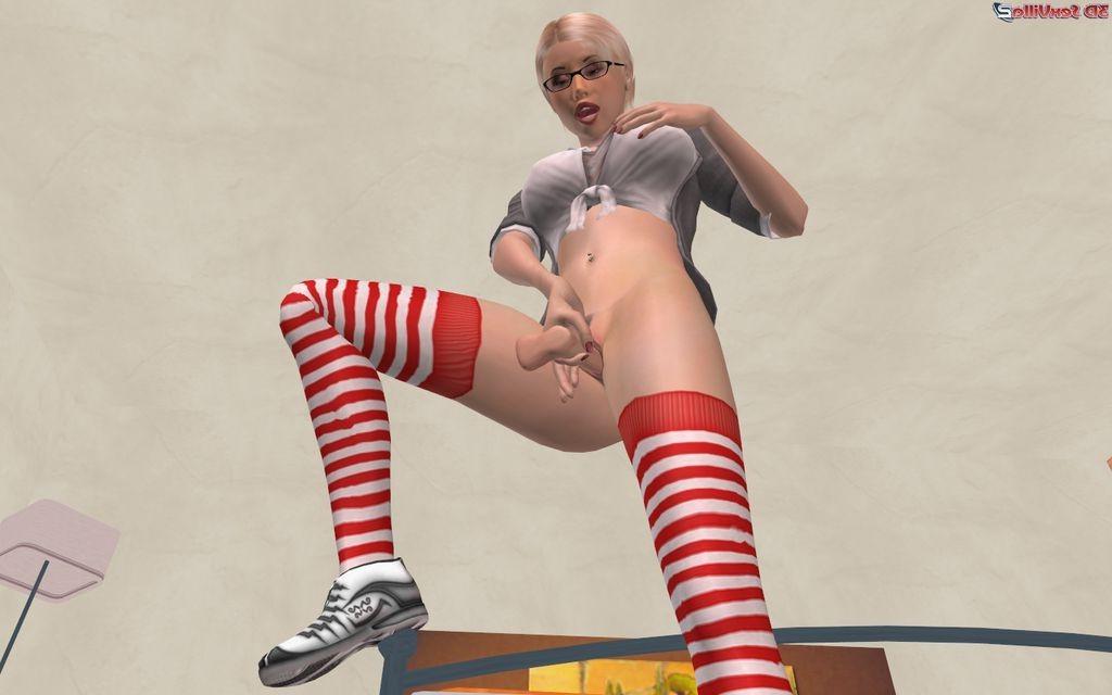 16P Animated babe has some alone time with her dildo