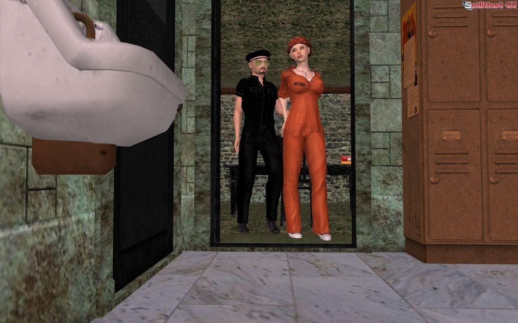 16P Naughty 3d animated sex under the jail shower