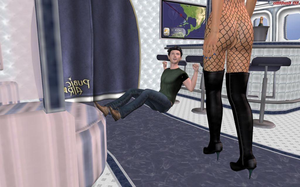 16P Animated babe ties a guy to chairs before sex