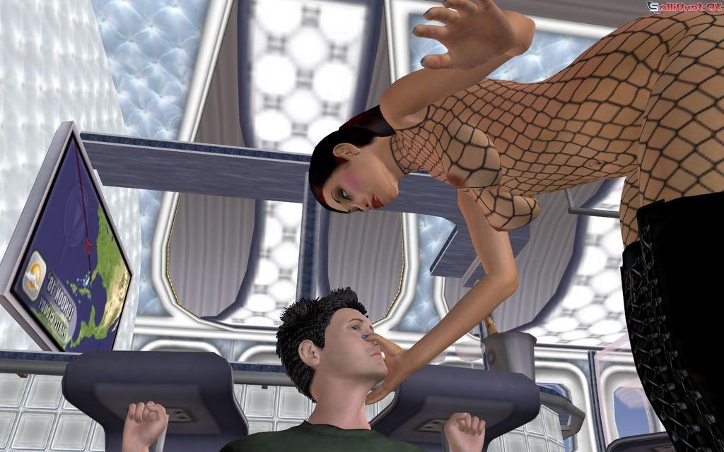 16P Animated babe ties a guy to chairs before sex