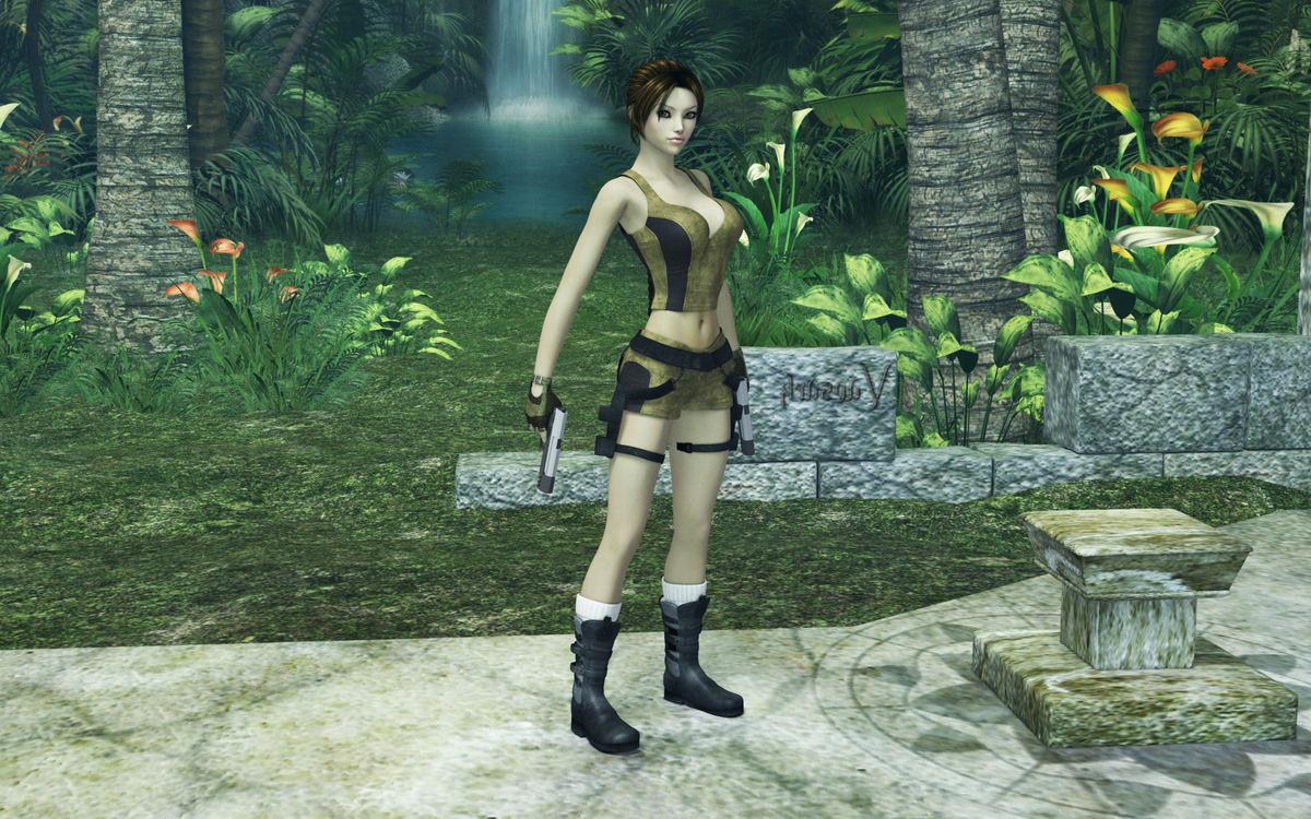 15P Sexy teen dressed like a tom raider ridding a big monster cock