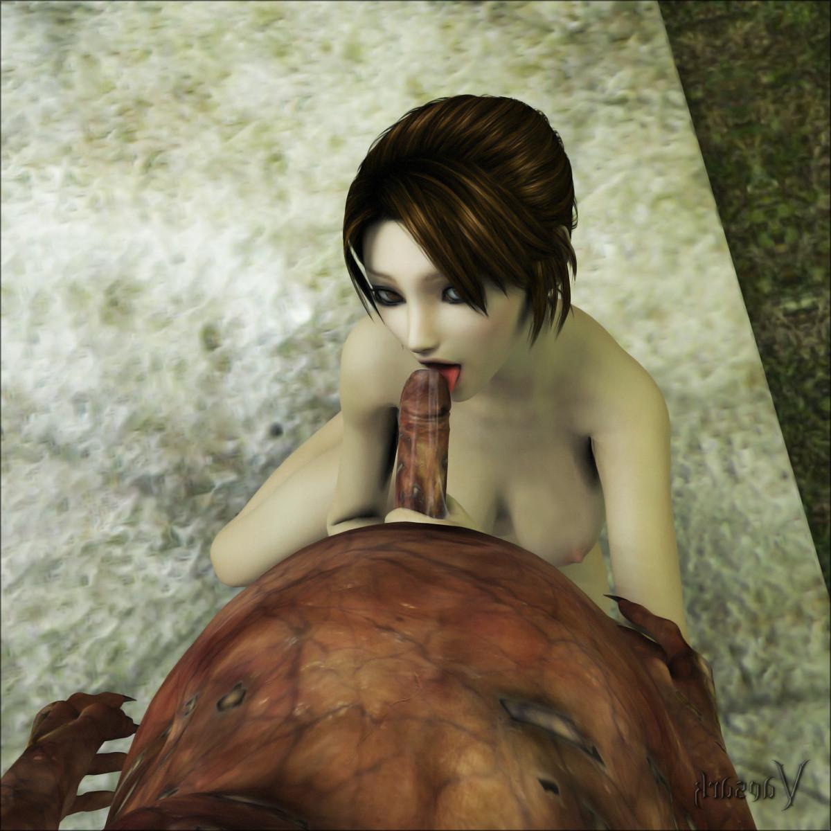 15P Sexy teen dressed like a tom raider ridding a big monster cock