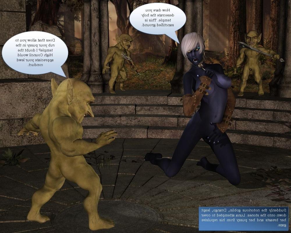 16P Two horny goblins fucking shy looking blue skin elf