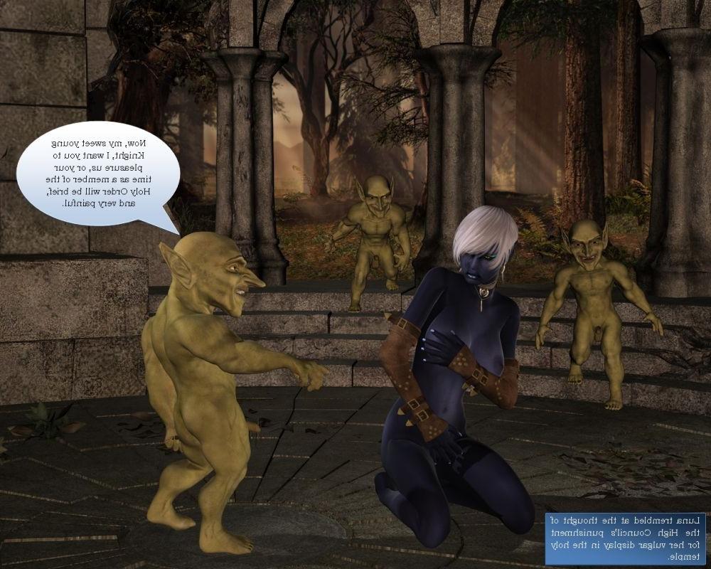 16P Two horny goblins fucking shy looking blue skin elf
