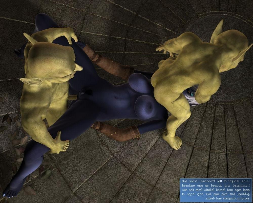 16P Two horny goblins fucking shy looking blue skin elf