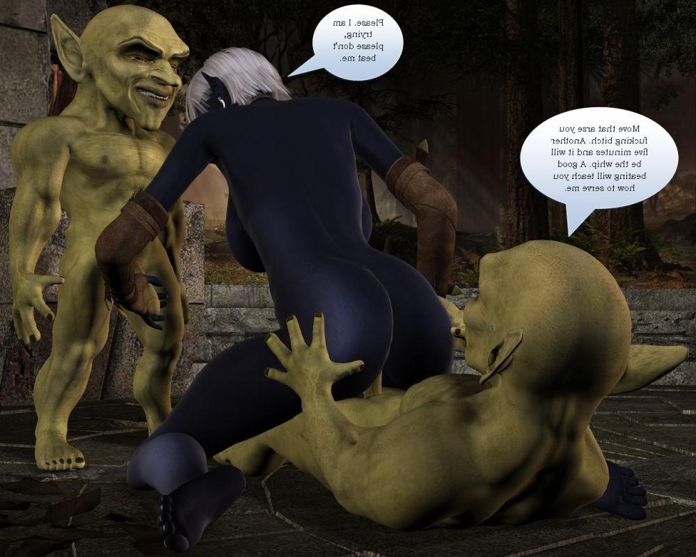 16P Two horny goblins fucking shy looking blue skin elf