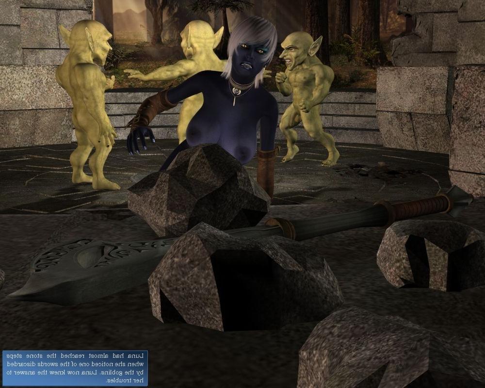 16P Two horny goblins fucking shy looking blue skin elf