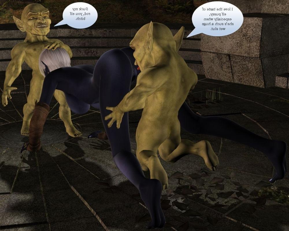 16P Two horny goblins fucking shy looking blue skin elf