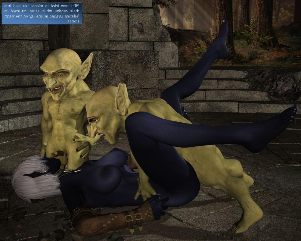 16P Two horny goblins fucking shy looking blue skin elf