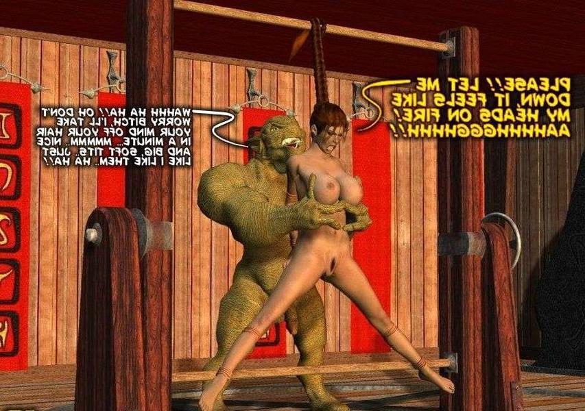 15P Ugly monster with huge green cock fucking and cum filling 3d redhead teen
