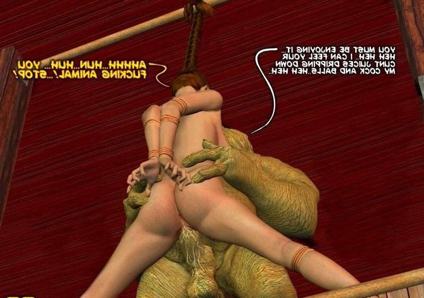 15P Ugly monster with huge green cock fucking and cum filling 3d redhead teen