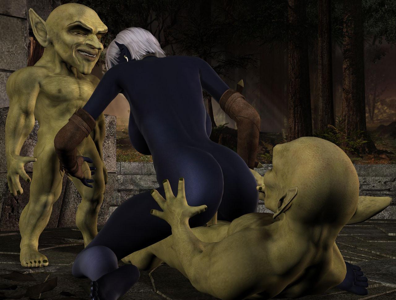 16P Fantasy 3D toon babe getting group fucked by goblins