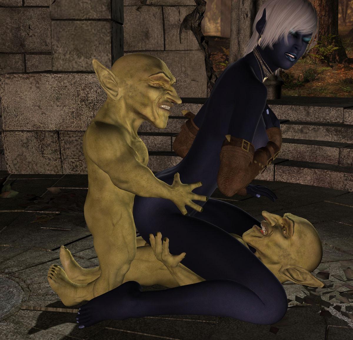 16P Fantasy 3D toon babe getting group fucked by goblins