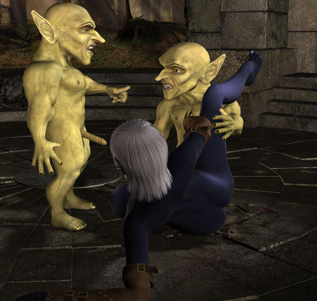 16P Fantasy 3D toon babe getting group fucked by goblins