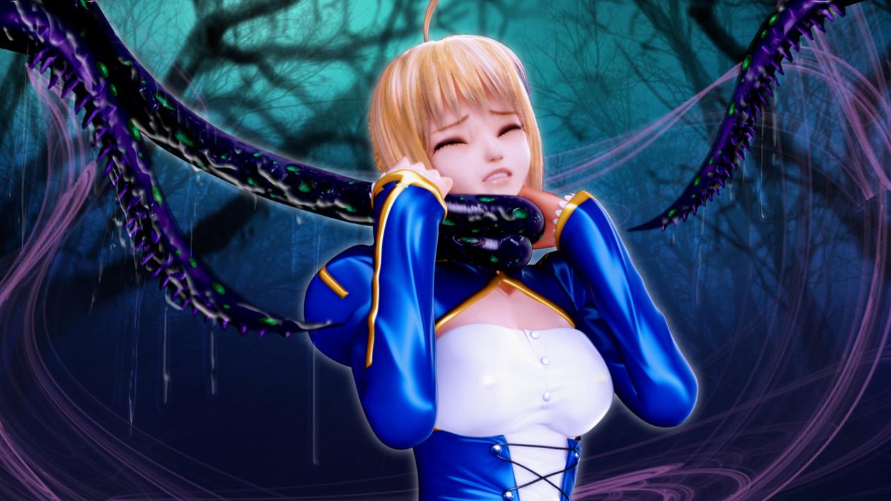16P Busty 3D hentai blonde double penetrated by a tentacle monster