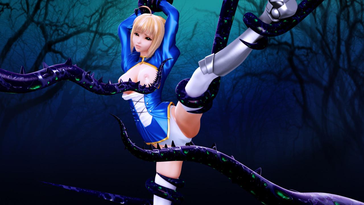 16P Busty 3D hentai blonde double penetrated by a tentacle monster