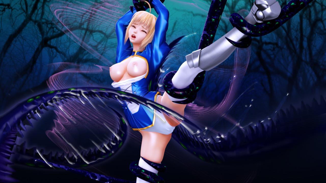 16P Busty 3D hentai blonde double penetrated by a tentacle monster