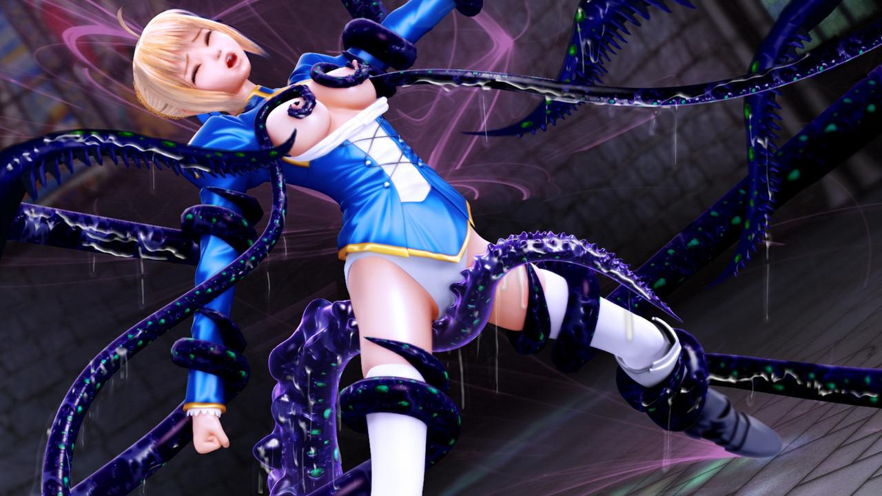 16P Busty 3D hentai blonde double penetrated by a tentacle monster