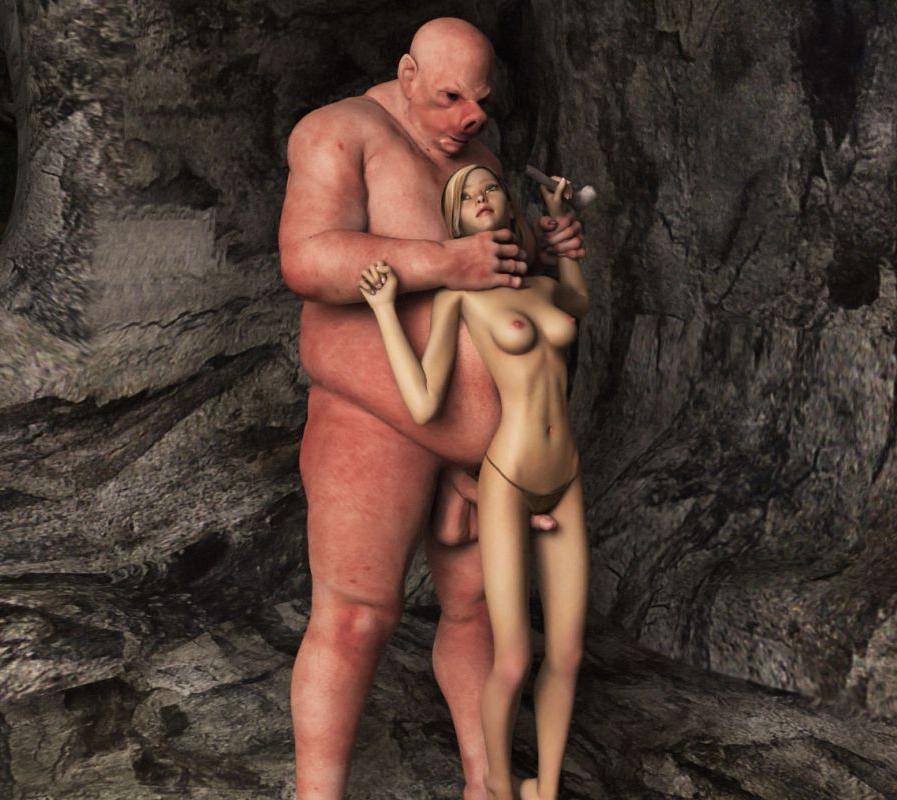 16P Two ugly monster with big erected cocks fucking tiny 3d elf