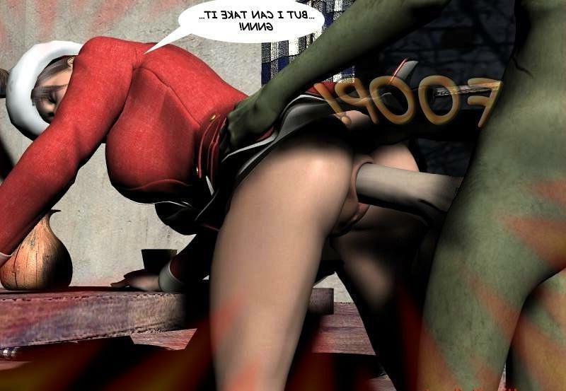 18P Pretty santa girl gets hard fucked by horny monsters with big cocks