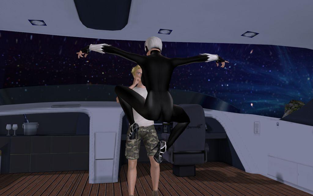 16P Busty superhero in a catsuit assaulting a yacht