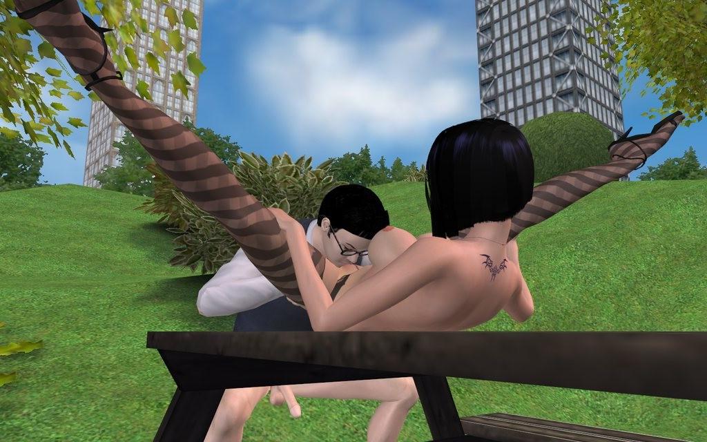 16P 3d animated couple has shameless oralsex in a park