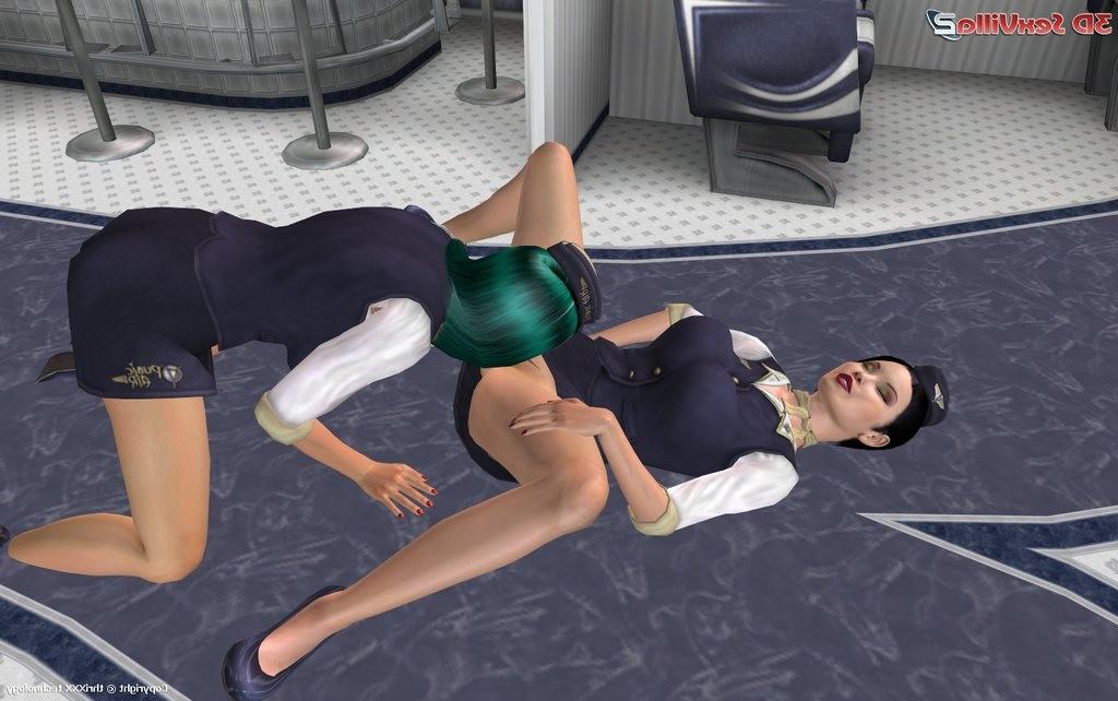 16P Two cyber lesbos licking and fucking in a plane