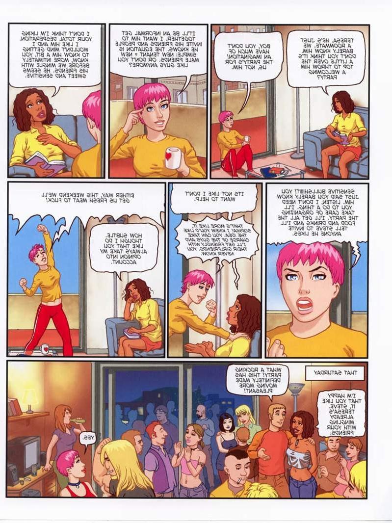 9P Comics of threesome orgy and schoolmate imposter