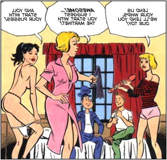 12P Comics of Cockeye fucks six girls at once in live show