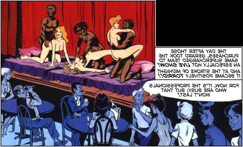 12P Comics of Cockeye fucks six girls at once in live show