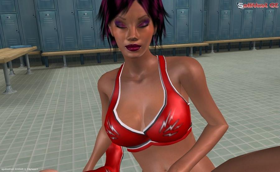 16P 3d animated cheerleaders have fun in a locker room